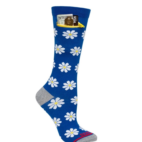 SOLD POCKET SOCKS Womens Daisy Fashion Crew Socks - Picture 4 of 4